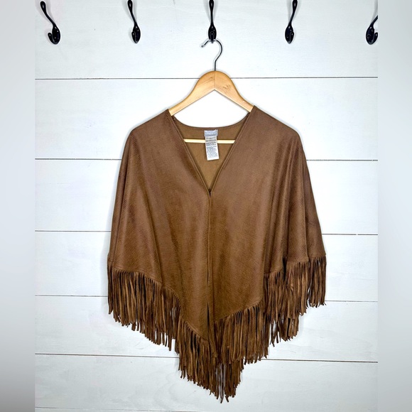 Chico's Jackets & Blazers - Chico's Fringed Wrap Western Coat Shall Faux-Suede - One Size Fits All